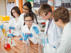 Children explore things in a laboratory